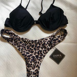 ZAFUL Leopard Snakeskin Underwire Bikini Set